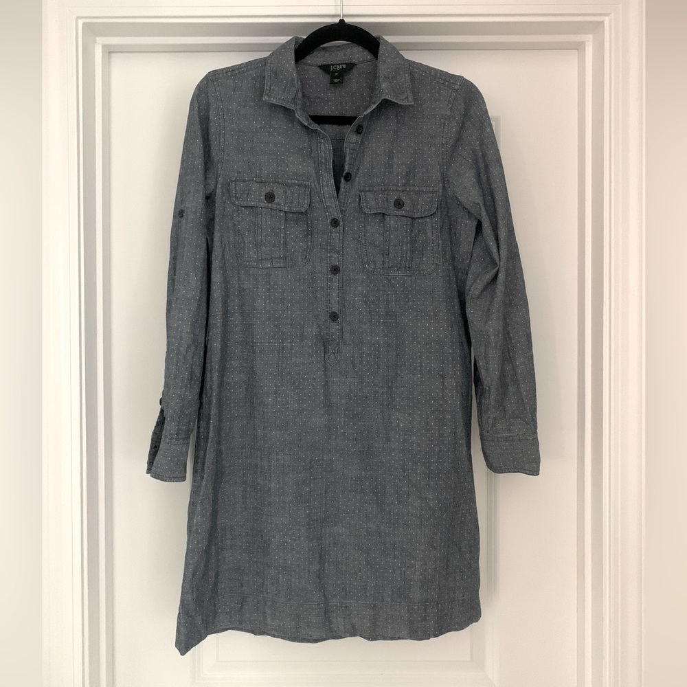J Crew polka dot chambray dress